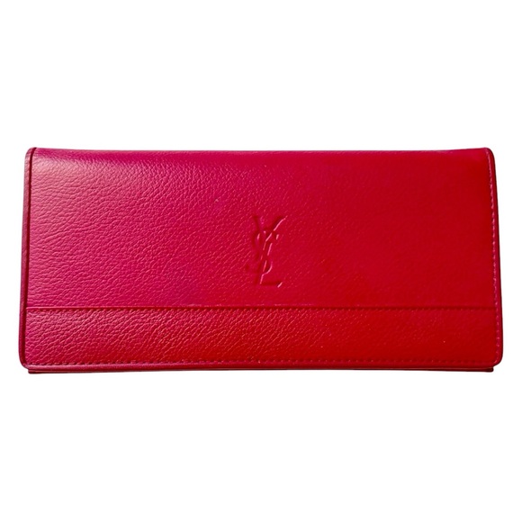 YSL Vintage Red Leather Long Logo Bifold Wallet - Picture 2 of 8